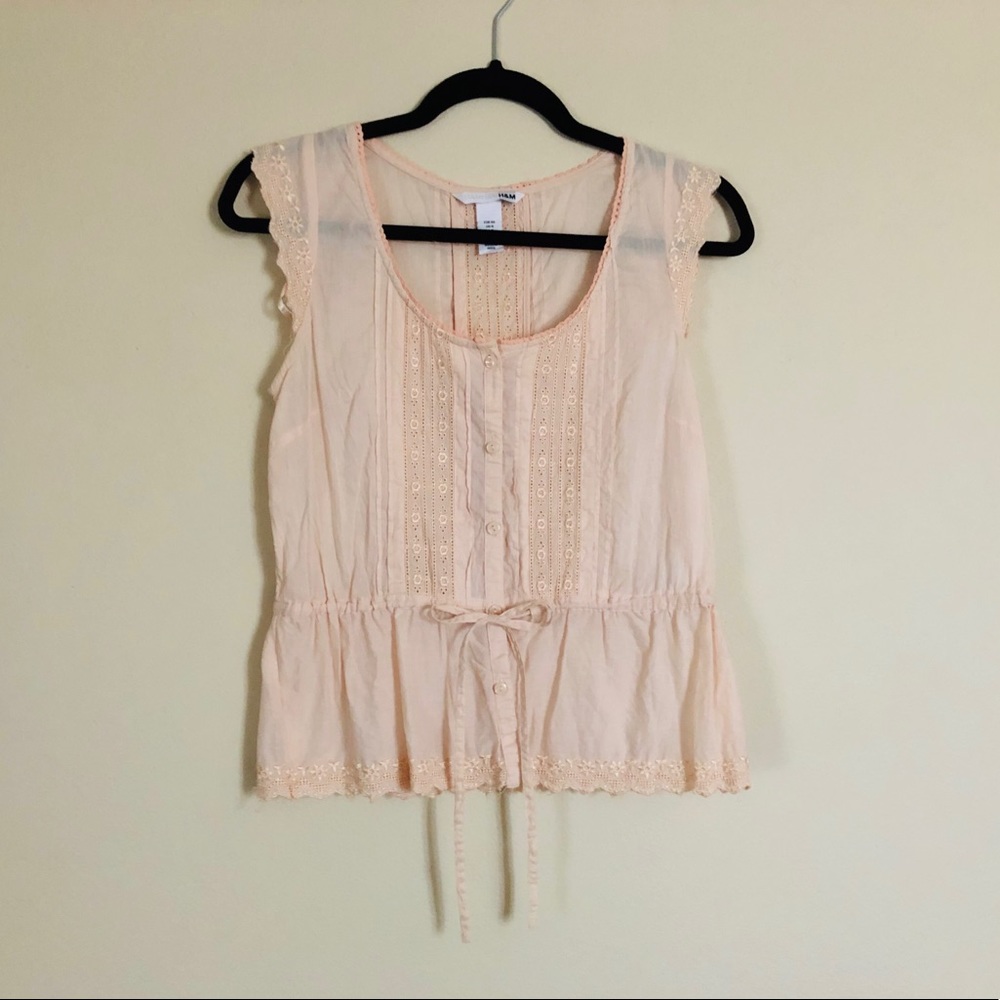 Sweet & Feminine Blush Pink Embroidered Lace Top